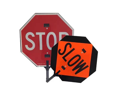 Seabring LED Flashing Stop/Slow Paddle: Enhance Traffic Control HI Reflective Sheeting